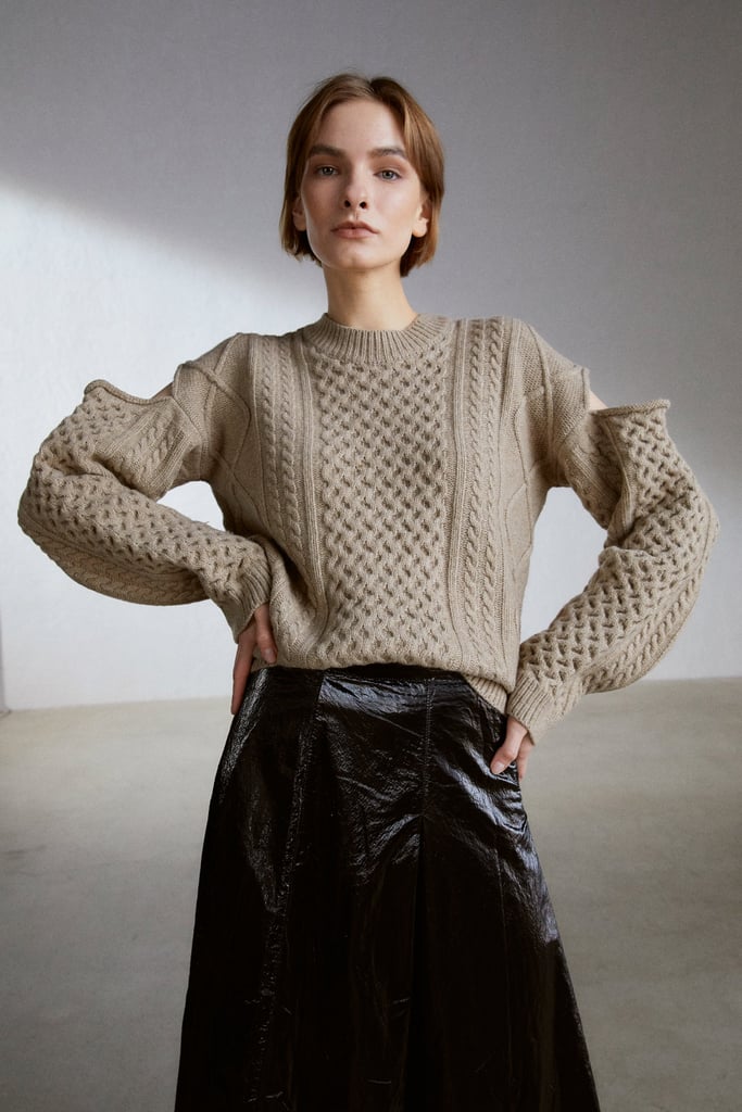 Source Unknown Cutout Cable-Knit Sweater
