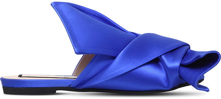 No.21 Bow Detail Satin Peep-Toe Mules ($400)