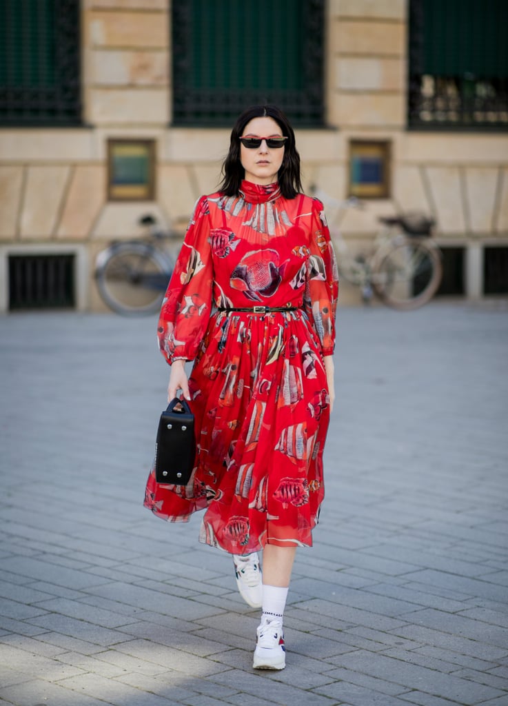 July 4 Outfit Idea: A Printed Dress + White Sneakers