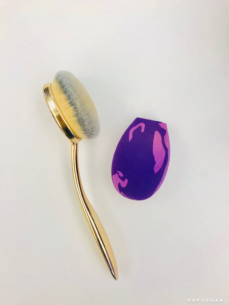 Tarte's Double Duty Beauty Paddle Brush ($28) and The Shaper Contouring Sponge ($18)