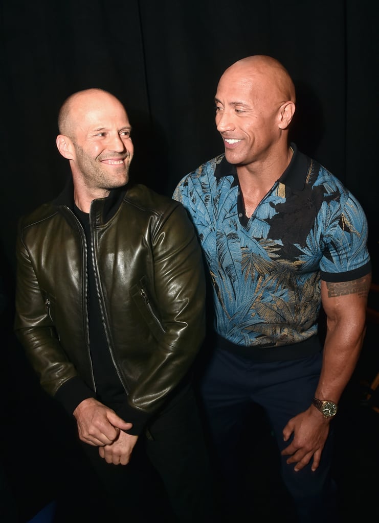 Jason Statham and Dwayne Johnson flashed friendly smiles at CinemaCon 2019 in Las Vegas.