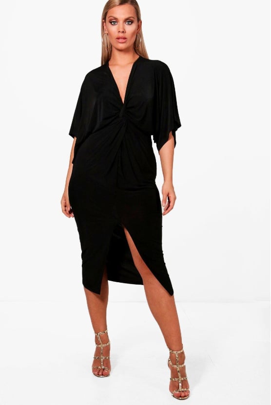 Boohoo Knot Front Slinky Dress