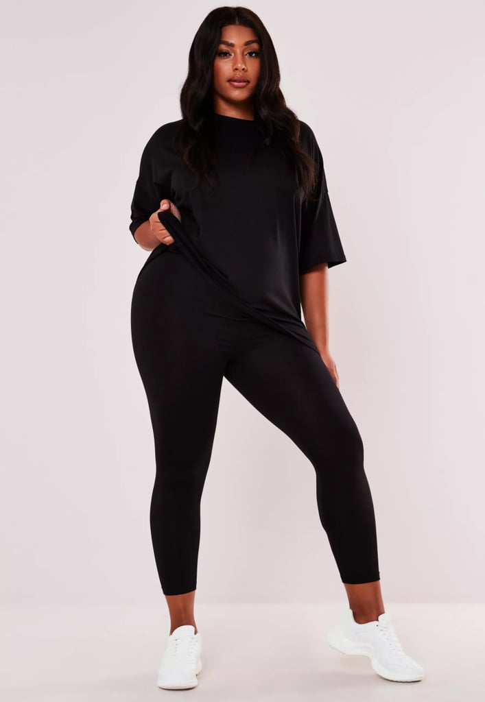 Black Oversized T-Shirt and Leggings Set