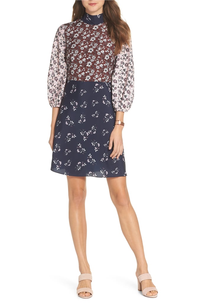 1901 Colorblock Floral Woven Dresss
