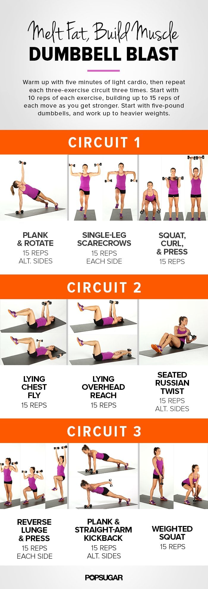 Printable Workout Fullbody, Dumbbell Circuit POPSUGAR Fitness