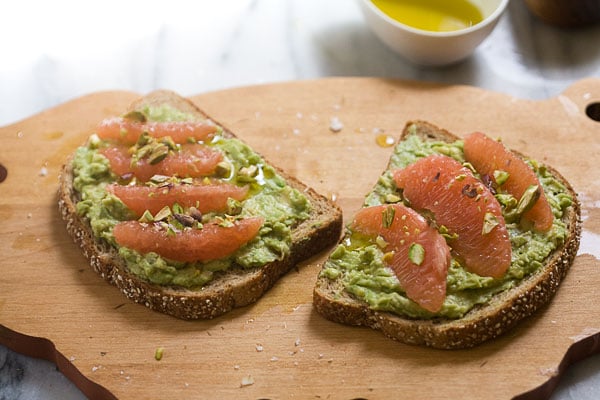 Avocado Toast With Grapefruit and Pistachios