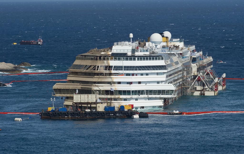 The Costa Concordia was successfully righted, then prepared to be towed and scrapped.