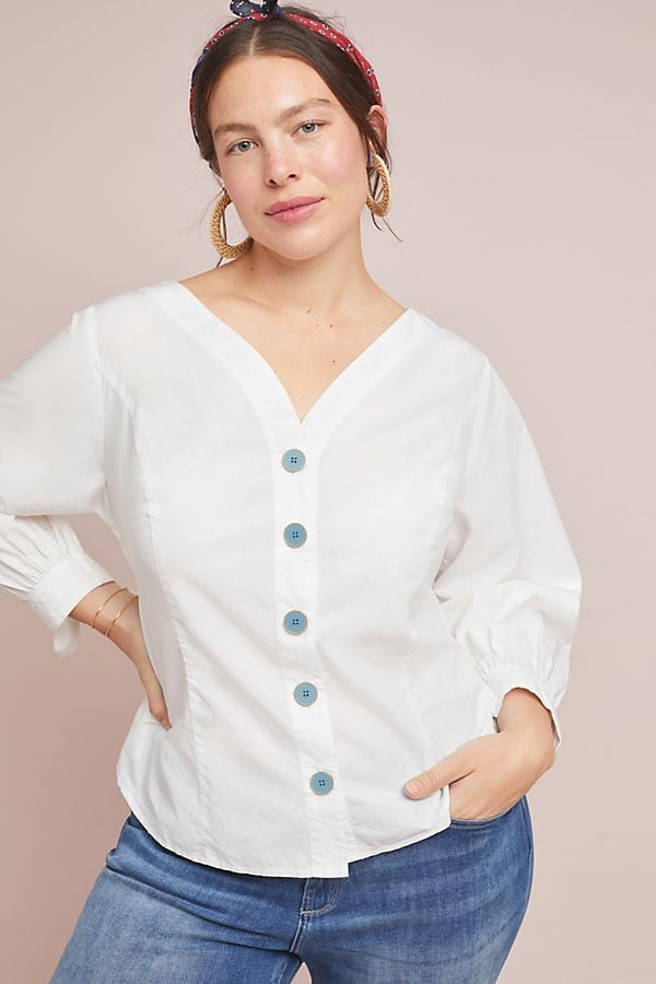 Tied-Sleeve Poplin Blouse