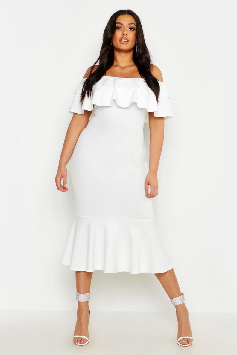 Boohoo Ruffle Fishtail Midi Dress