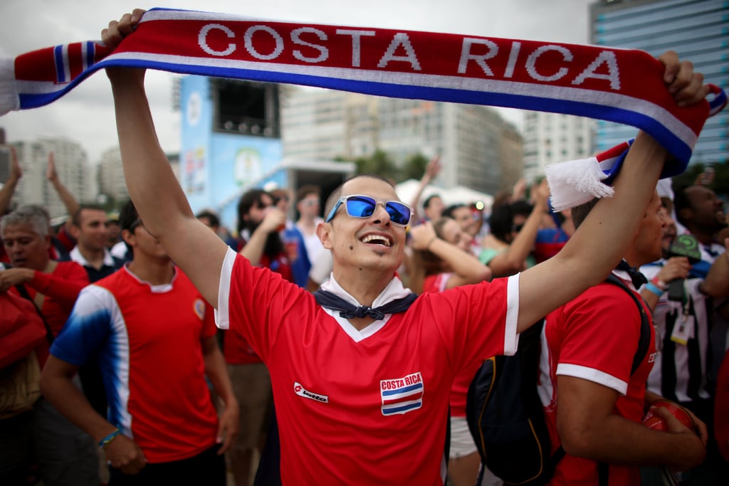 Costa Rican fans celebrated the team's win against Italy in Brazil.