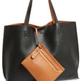 Street Level Reversible Faux Leather Tote & Wristlet