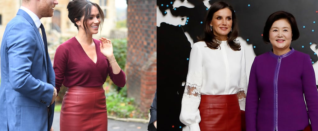 Meghan Markle's Hugo Boss Burgundy Leather Skirt