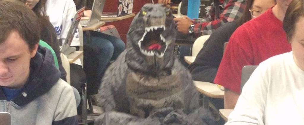 Teacher Brings Son to School in Godzilla Suit