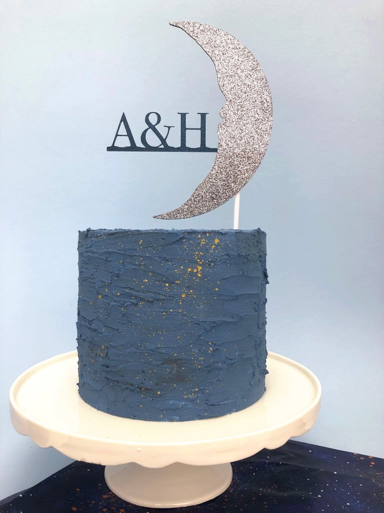 Celestial Moon Cake Topper With Initials