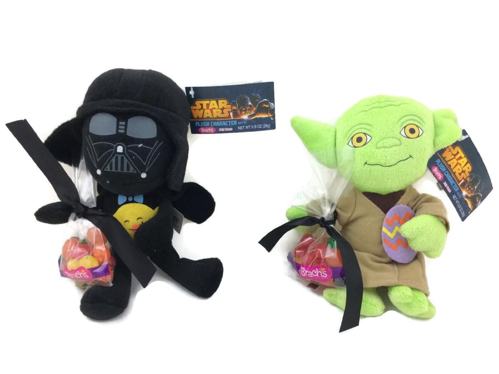 How cute — yes, cute — are these Darth Vader and Yoda stuffed toys ($14) that come with jelly beans?