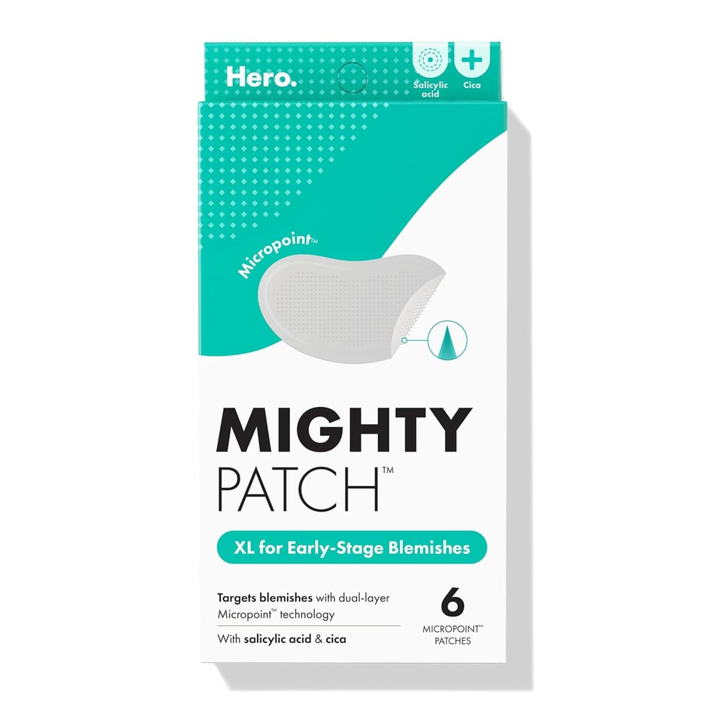 Hero Cosmetics Mighty Patch Micropoint XL Hydrocolloid Pimple Patches ($17, originally $24)
This Popsugar Beauty award winner contains salicylic acid and niacinamide, targeting those building "underground" pimples we feel coming before we see them. Use it on larger areas like the arms, back, and chest (or that Ursa Major-size constellation of breakouts living on your forehead).