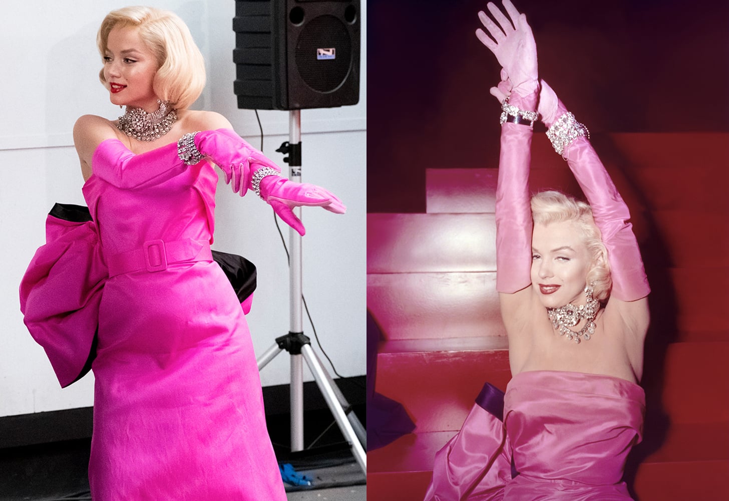 The Style Essentials--Marilyn Monroe in Iconic Pink for GENTLEMEN PREFER  BLONDES | GlamAmor