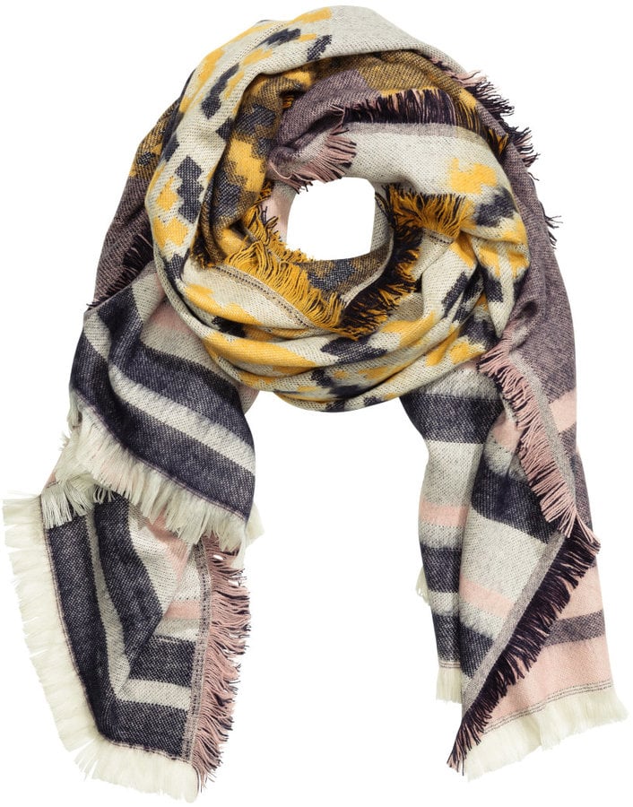 H&M Jacquard-weave Scarf - Nat.white/Patterned ($25)