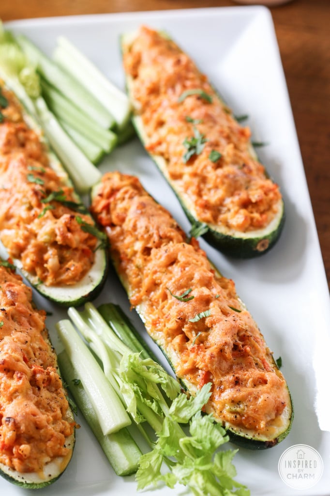 Buffalo Chicken Zucchini Boats