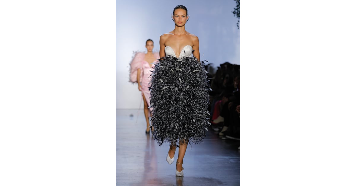 A Feathered Gown From the Prabal Gurung Runway at New York Fashion