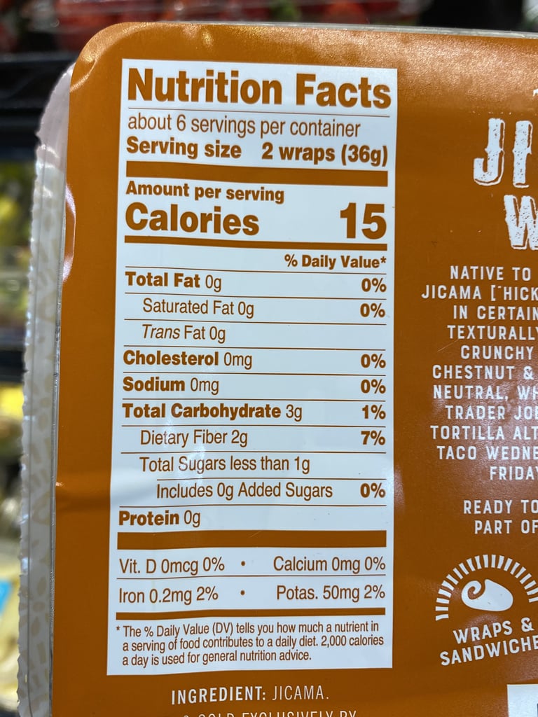 What's the Nutritional Information For Trader Joe's Jicama Wraps?