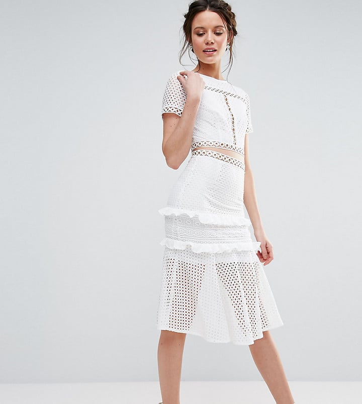 True Decadence Tall Cutout Lace Dress With Frill Hem