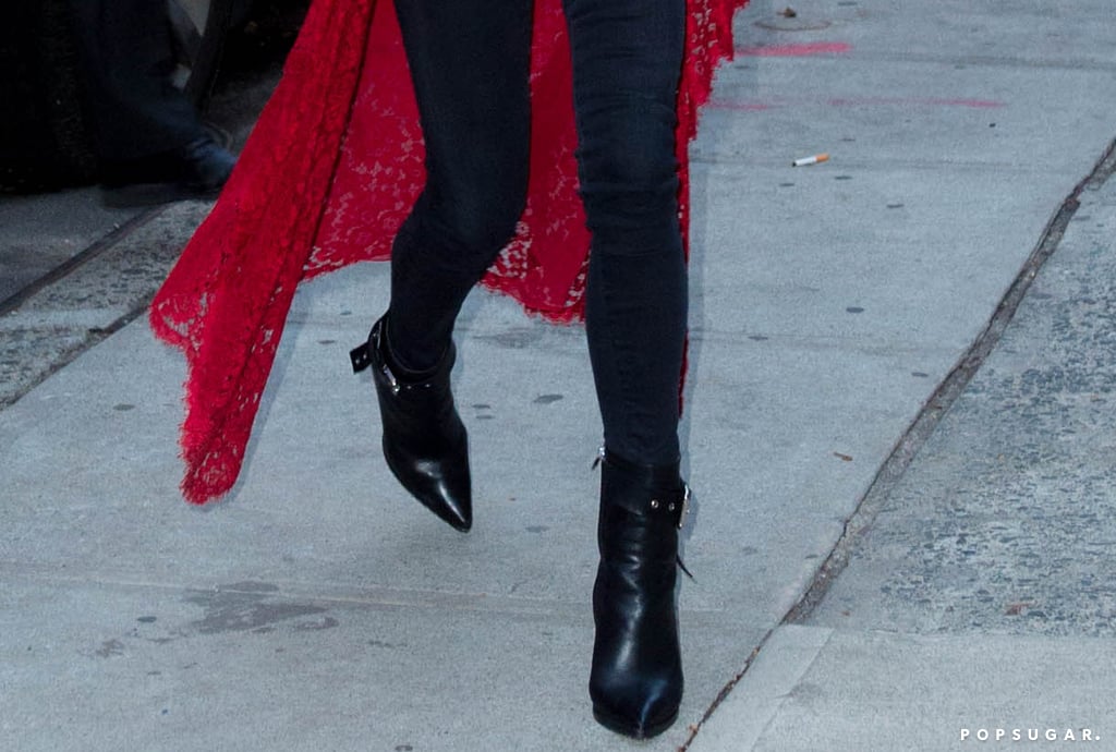Amal Clooney Red Lace Top