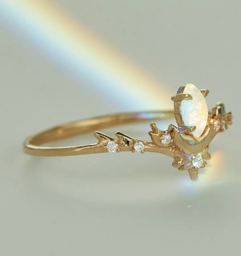 Unique Vintage Opal Lvna Supreme Engagement Ring