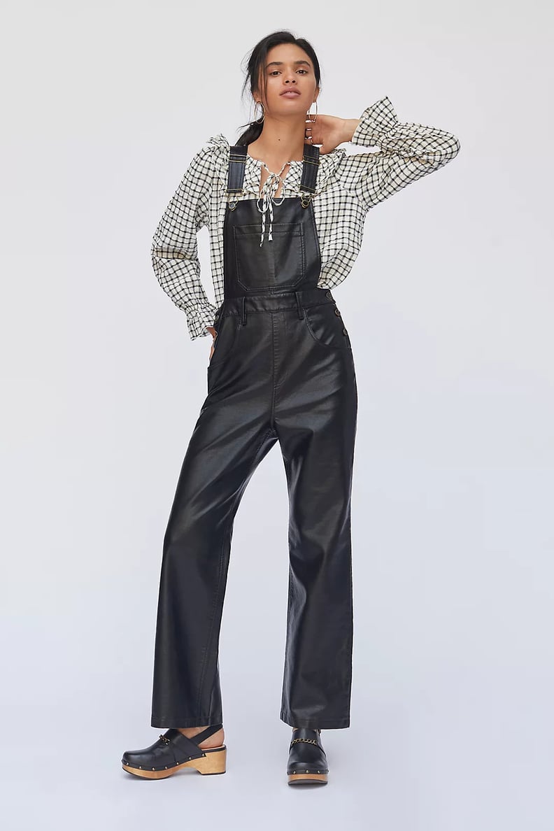 Anthropologie Faux Leather Overalls