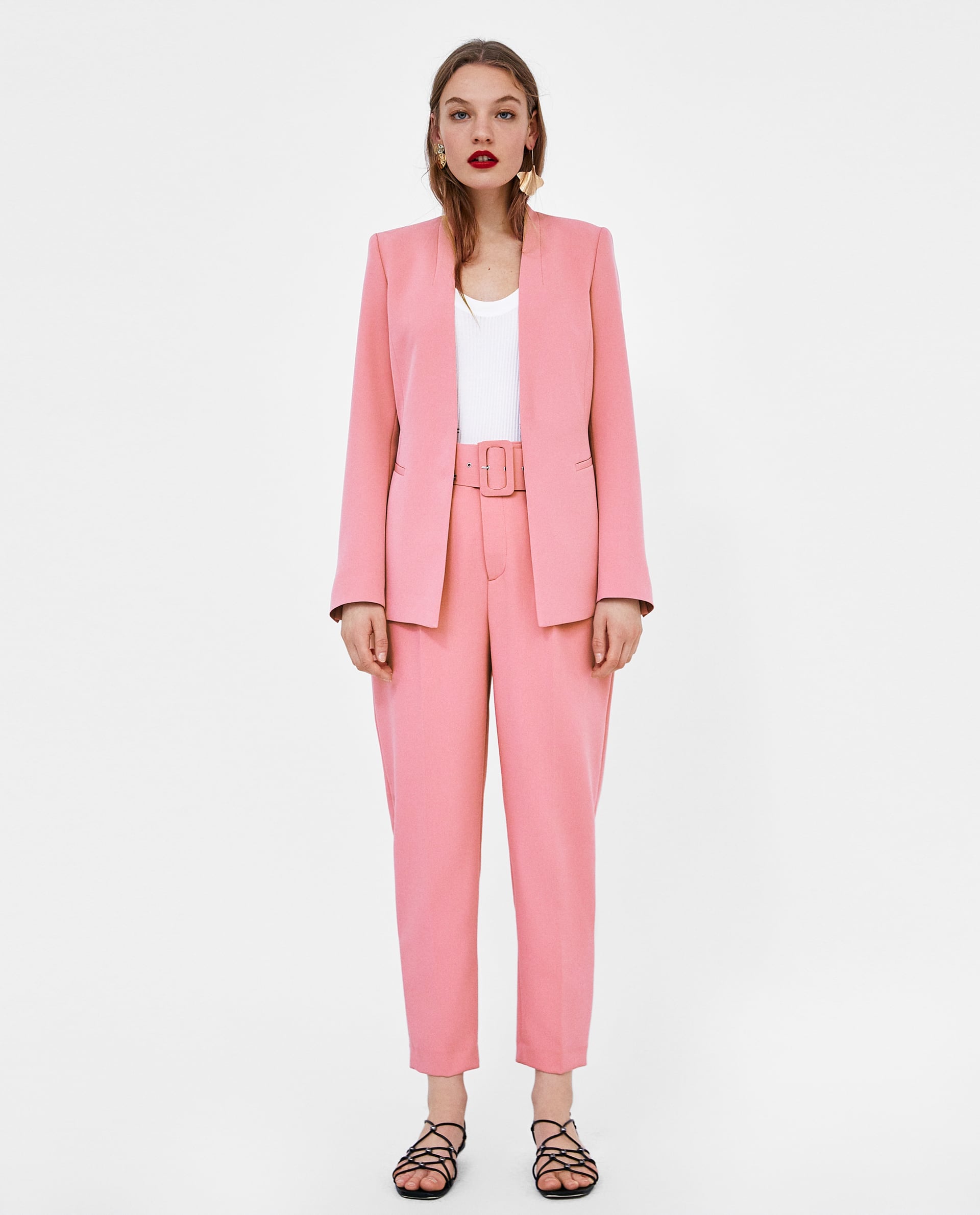 pink suit zara