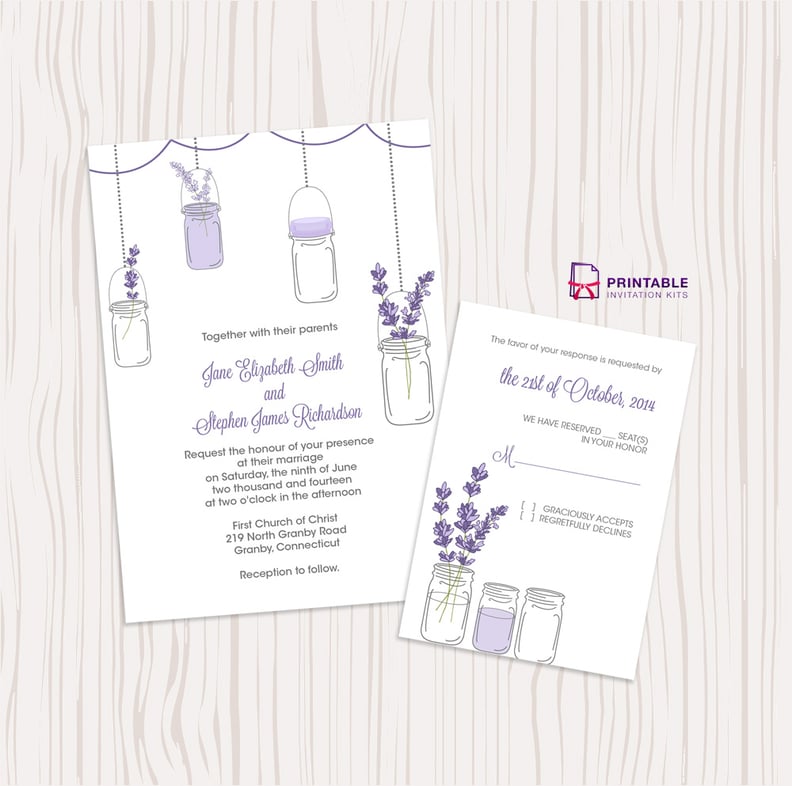 Lavender and Mason Jar Wedding Invitation