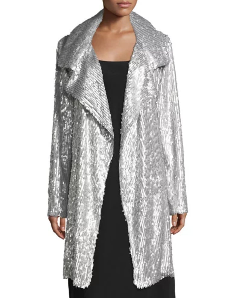 Norma Kamali Oversized Sequin Topper Coat