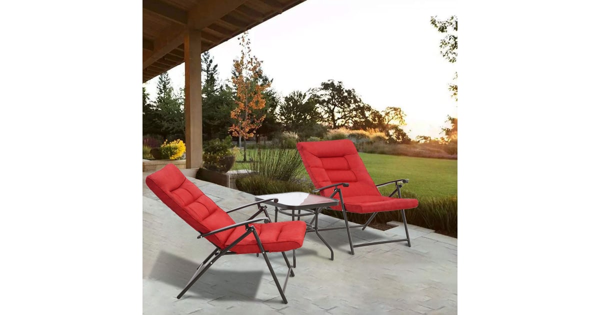 Patiomore 3 Piece Outdoor Padded Patio Folding Chair Furniture Set 