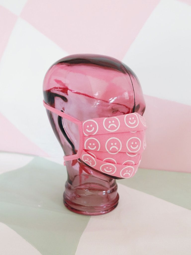 Lazy Oaf Pink Happy Sad Face Mask