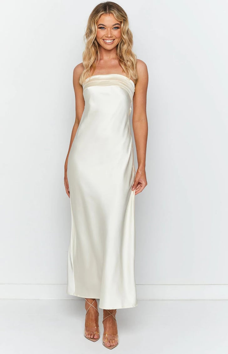 A Strapless Engagement Dress: Maiah Cream Maxi Dress | The Best ...