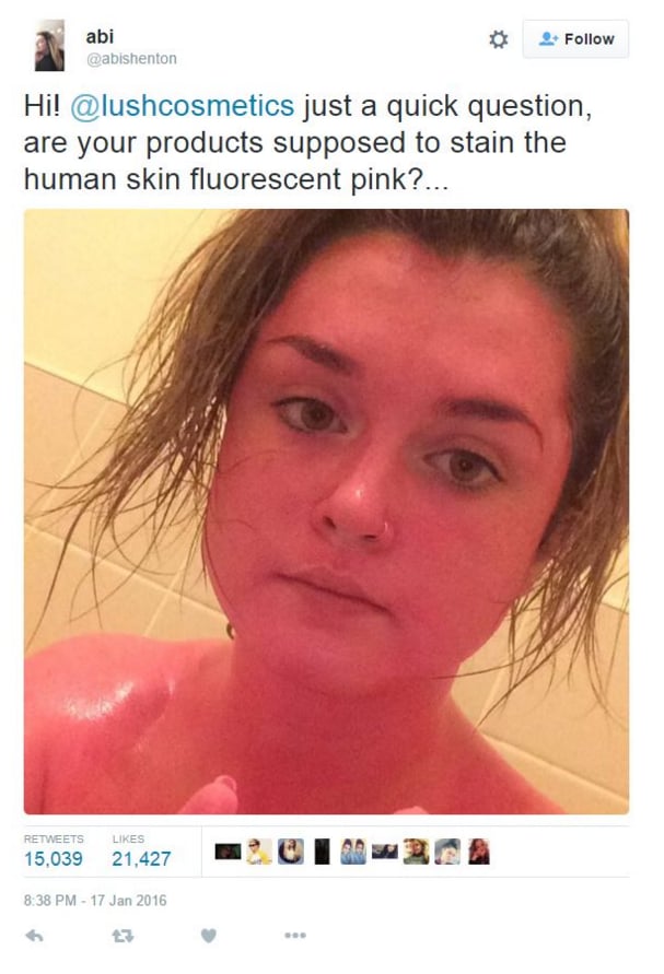 Woman Turns Pink After Using Lush Products