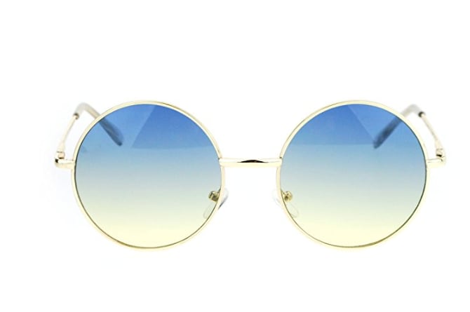 2-Tone Color Lens Circle Hippie Sunglasses