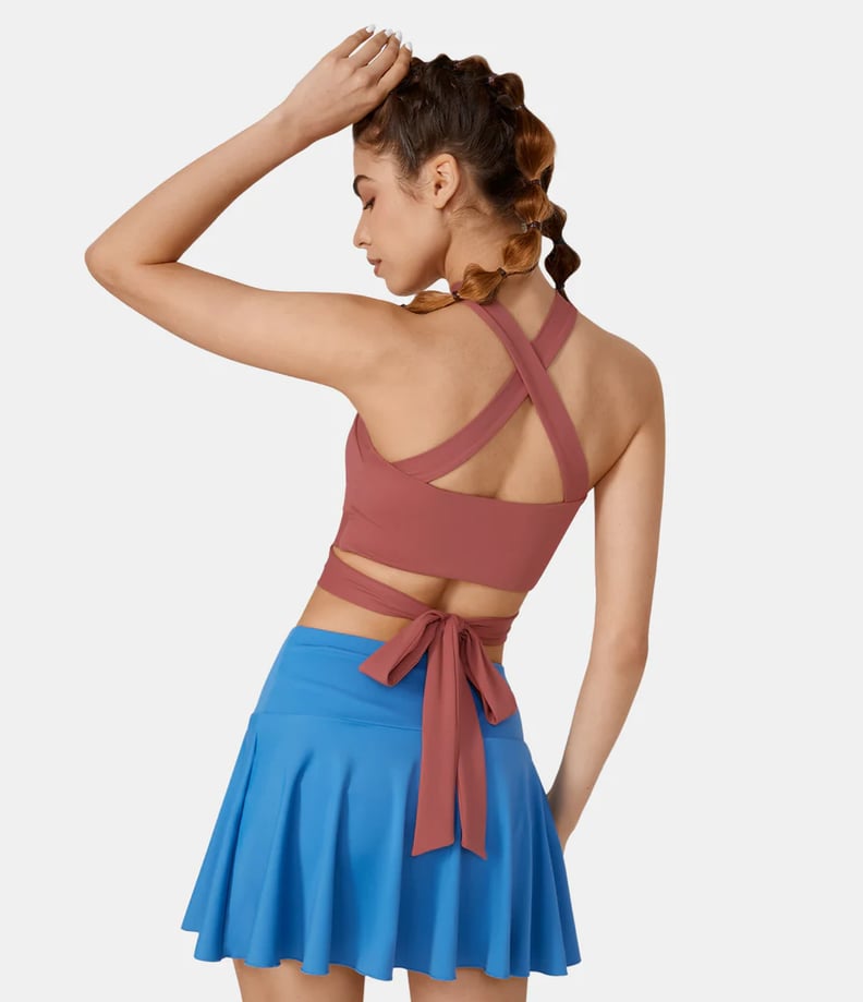 Halara Crisscross Lace Up Cropped Barre Ballet Dance Tank Top