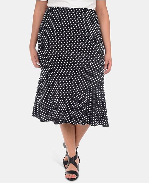 NY Collection Plus Size Seamed Midi Skirt