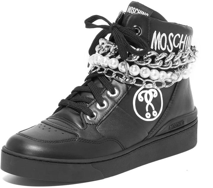 These two-in-one Moschino Sneakers ($595) come with chains and pearls.