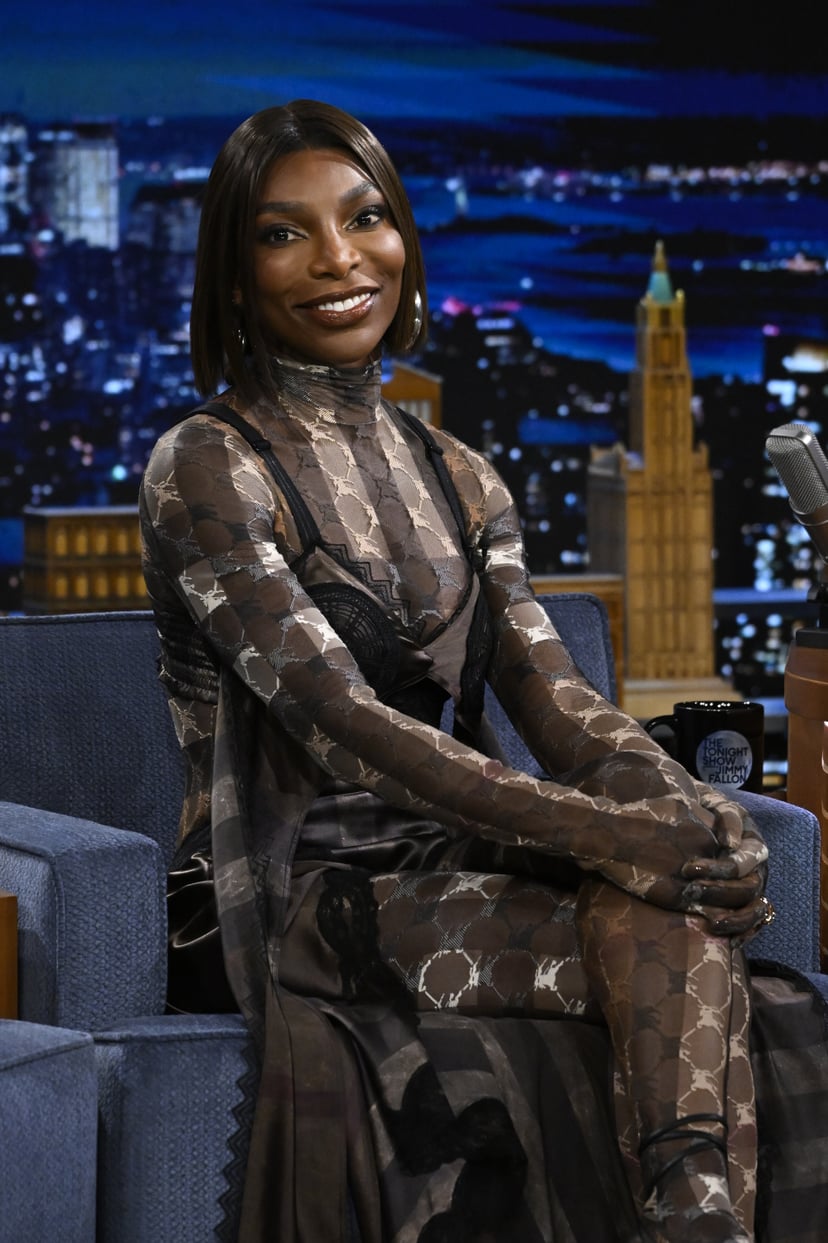THE TONIGHT SHOW STARRING JIMMY FALLON -- Episode 1732 -- Pictured: Actress Michaela Coel during an interview on Tuesday, October 25, 2022 -- (Photo by: Todd Owyoung/NBC via Getty Images)