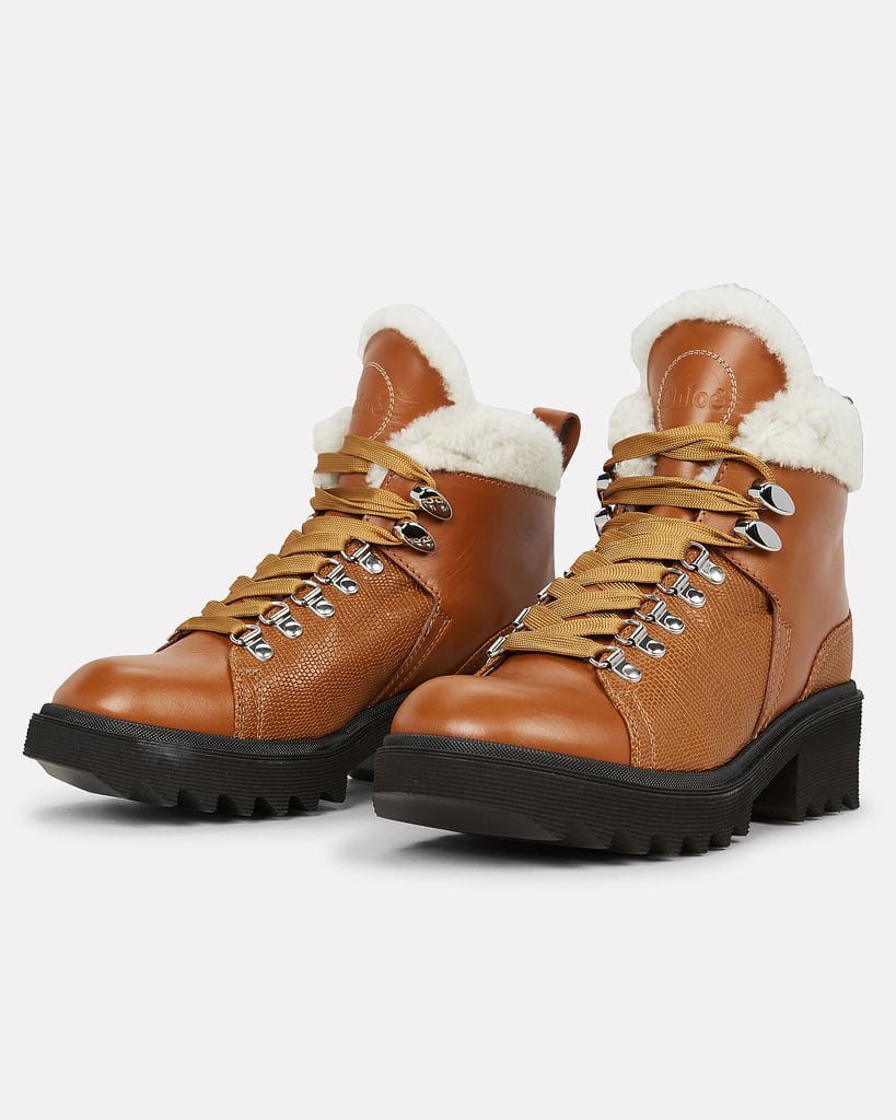 Chloé Bella Shearling-Lined Combat Booties