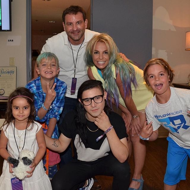 Skrillex hung out with Britney and her boys in August 2015. "What a sweetheart! Thank you for coming tonight @Skrillex, dream come true for my boys!!" Britney wrote. Her brother Bryan Spears and niece Lexie also got in on the fun.