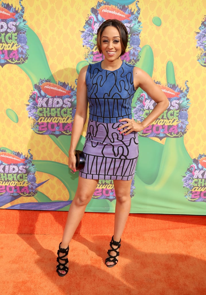 Tia Mowry wore a patterned dress.