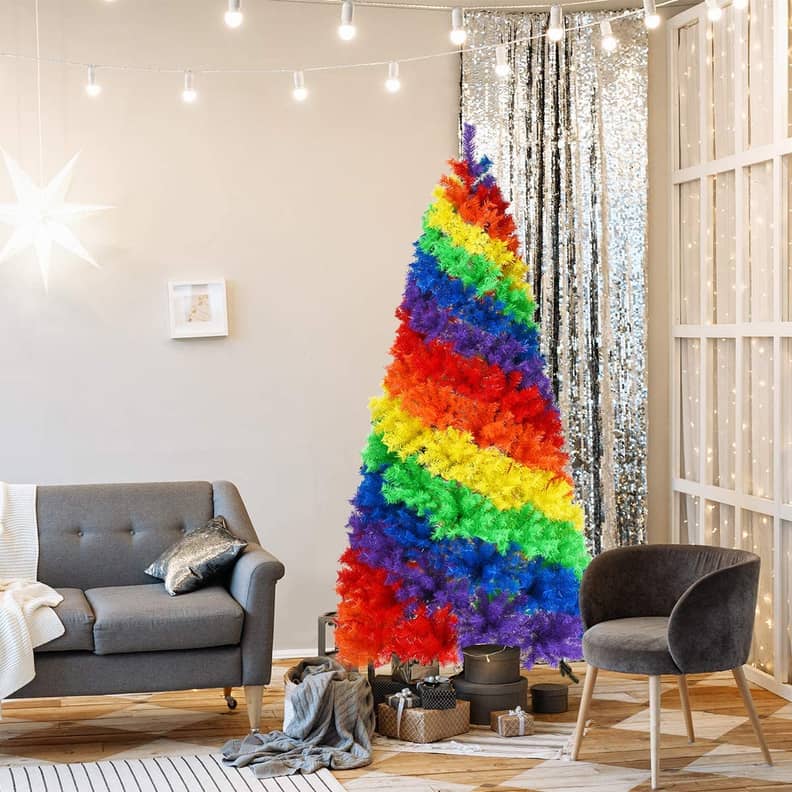 Rainbow christmas top tree with lights
