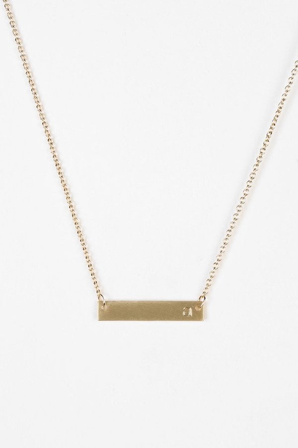 Gold Initial Bar Necklace