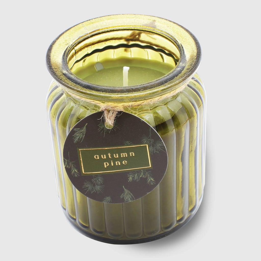 Autumn Pine Ribbed Glass Jar Candle