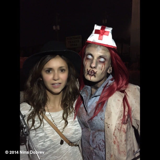 Nina Dobrev went to a haunted house. 
Source: Instagram user ninadobrev