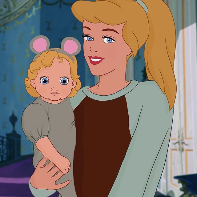 Artist Reimagines Disney Princesses as Moms With Cute Kids