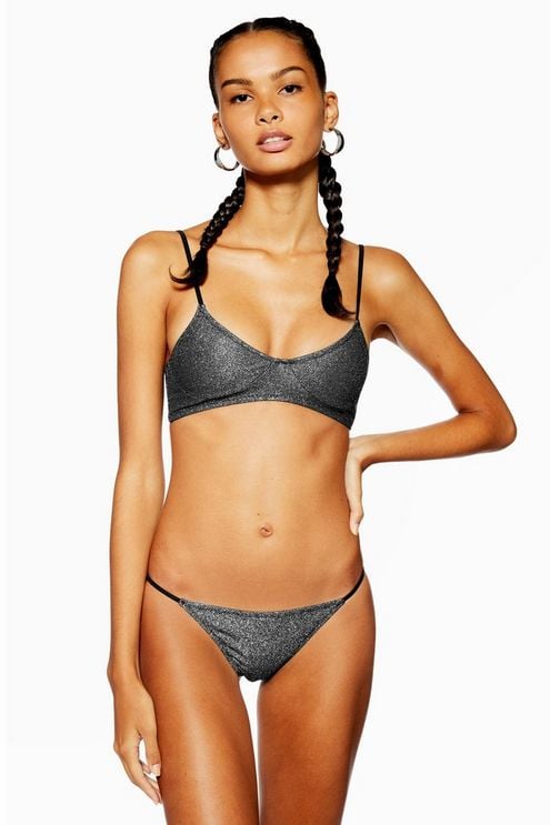 Topshop Metallic Crop Bikini Set